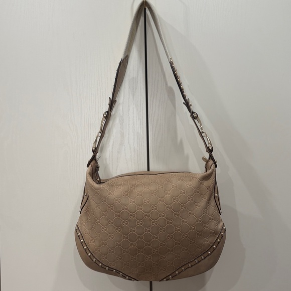 Gucci Vintage Guccissima Leather Beige Monogram Shoulder Bag - Picture 2 of 11